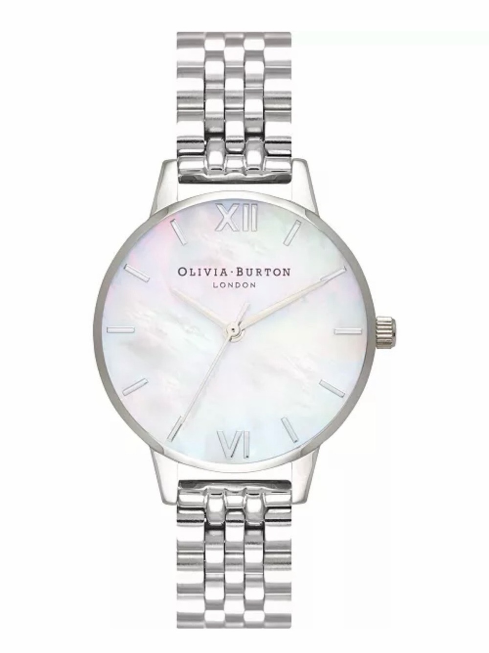 OLIVIA BURTON Silver Bracelet Watch with Mother-of-Pearl Dial